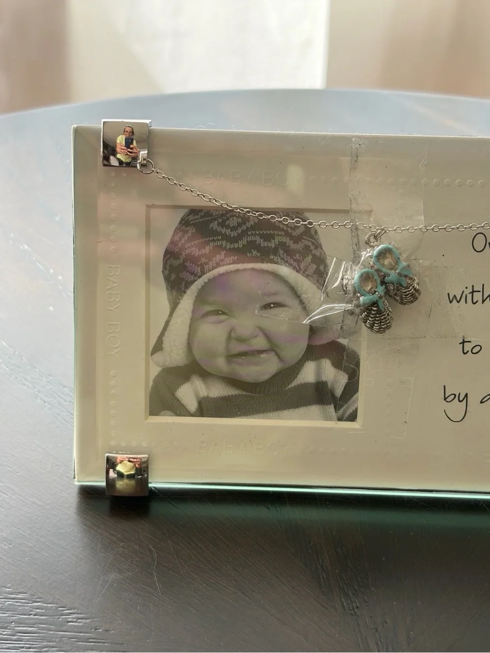 Nordstrom Baby Boy Glass Photo Frame with Silver Bootie Charm